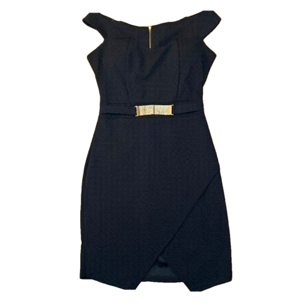 🌷 Guess 🌷 Little Black Gold Zipper & Belt Clasp Dress